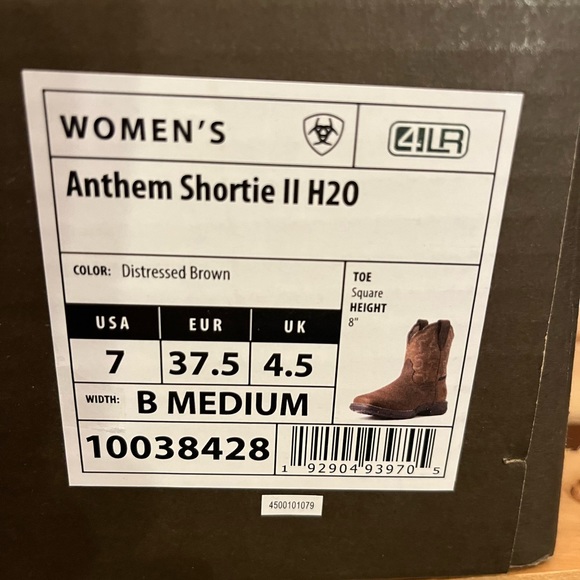 Ariat Women’s Anthem Shortie II Waterproof Western Boots Distressed Brown 7B - Picture 7 of 7